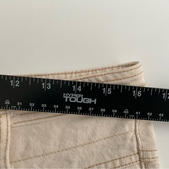 Free People We The Free Mom Jeans Sz 31 Ivory Retro Frayed Hem Pleated High Rise - Picture 9 of 12